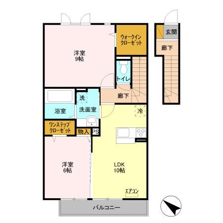 サザンクロス(2LDK/2階)の間取り写真