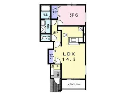 TAKASAKI TOTTOSII(1LDK/1階)の間取り写真