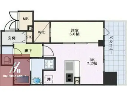 LA WAISON NAMBA ウエスト(1DK/2階)の間取り写真