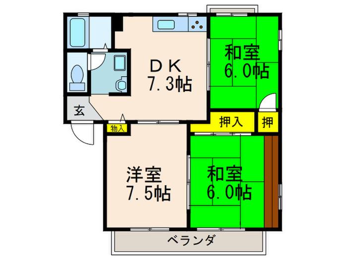 MIYUKI ハイツ(3DK/2階)の間取り写真