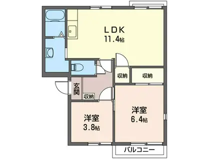 メゾンドネージュⅢ(2LDK/2階)の間取り写真