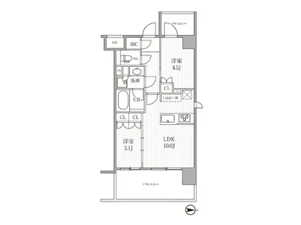 シーズンフラッツ木場(2LDK/3階)の間取り写真
