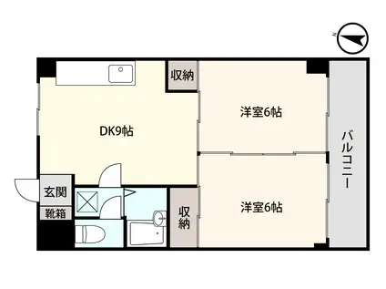 アシスト第3福井マンションII(2DK/1階)の間取り写真