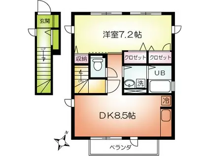 マ・メゾン・ノールスッド(1LDK/2階)の間取り写真