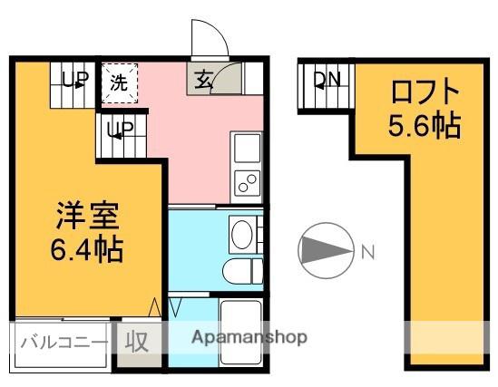 シェモア中島(1K/2階)の間取り写真