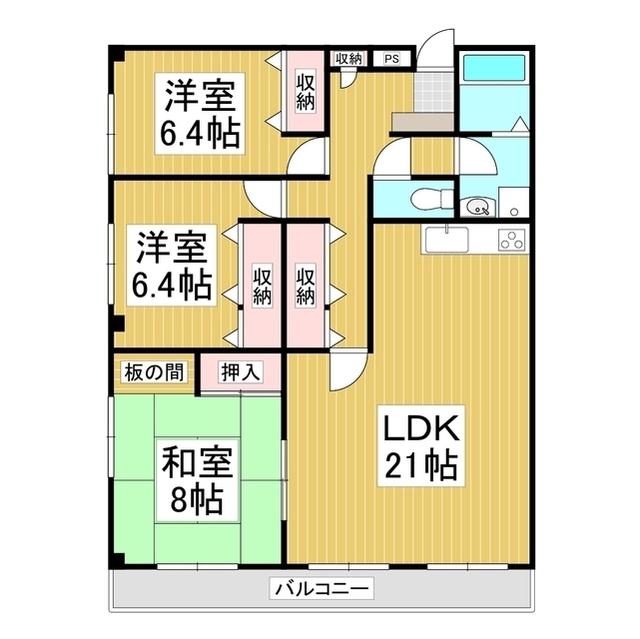 ハイム八ヶ岳(3LDK/2階)の間取り写真