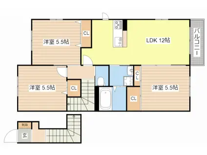 エンジェルハイム桜(3LDK/2階)の間取り写真