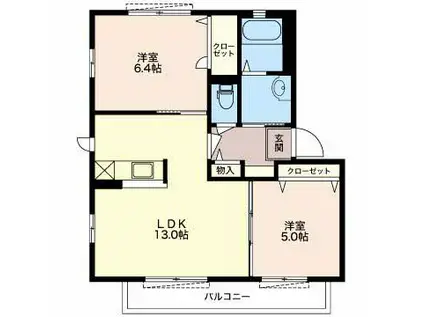 メゾンソラーナ(2LDK/1階)の間取り写真