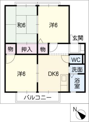 メゾンドール小木(3DK/1階)の間取り写真