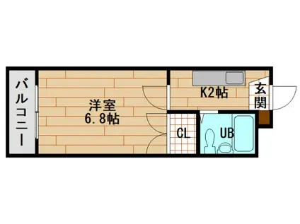 リバージュ山下(1K/2階)の間取り写真