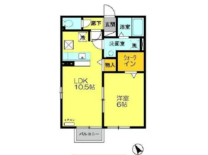 ブルームーン(1LDK/1階)の間取り写真