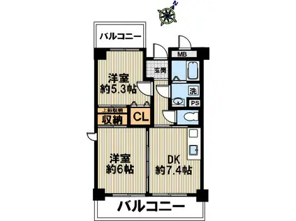 エスオーチ(2DK/3階)の間取り写真