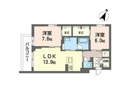 リヴァソーレ(2LDK/2階)の間取り写真