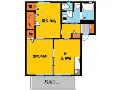 メゾン・クレスト(2DK/1階)の間取り写真