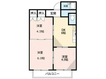 ニューライフ K・S B(3DK/2階)の間取り写真