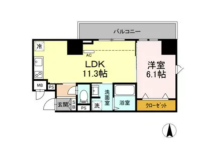 JE GLYCINE 寿町(1LDK/5階)の間取り写真