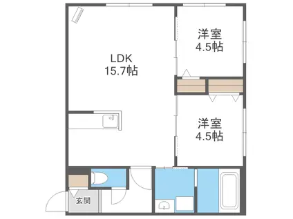 ワンステージコトニ(2LDK/4階)の間取り写真