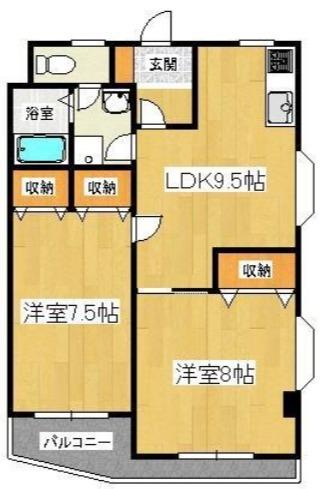 コートリバーサイド(2LDK/2階)の間取り写真