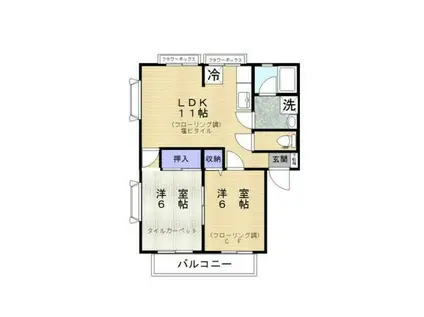 サンビレッジ和光 A棟(2LDK/1階)の間取り写真