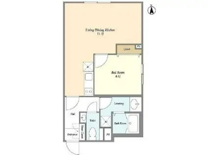 SOLASIA RESIDENCE 高円寺II(1LDK/2階)の間取り写真