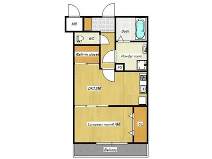 ケーティーアイレジデンス月見山2(1DK/2階)の間取り写真