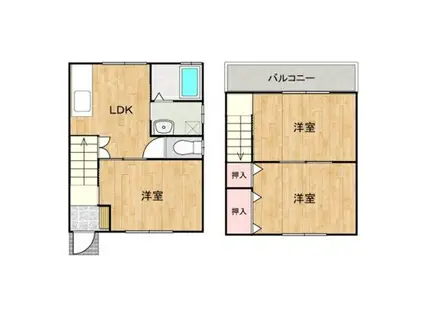 サンスマイルI(3DK/1階)の間取り写真