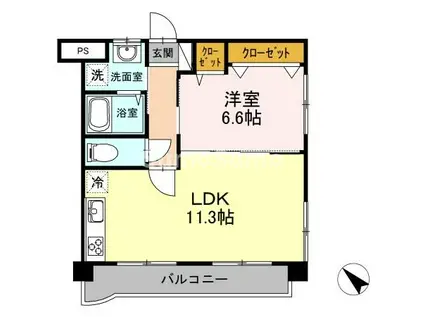 大神第6ビル(1LDK/2階)の間取り写真