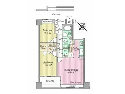 アルス勝どきコモーネ(2LDK/6階)の間取り写真