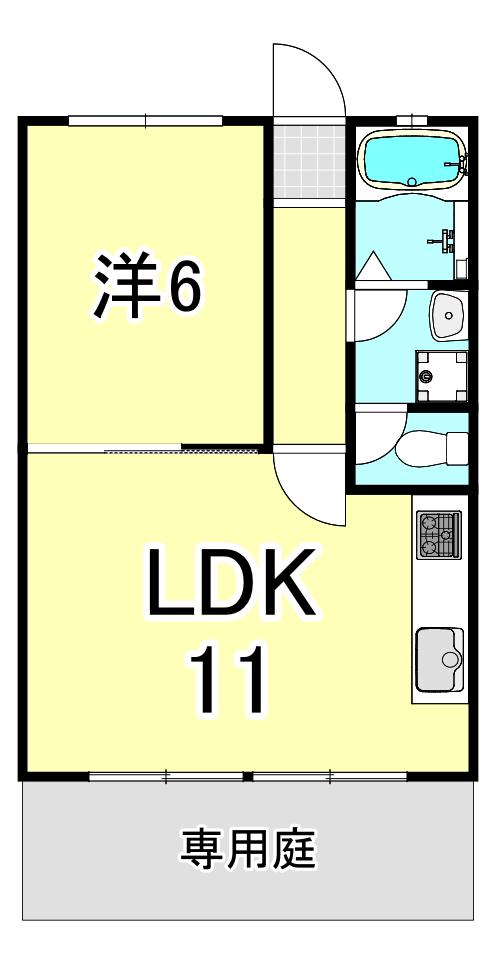 パークハイツ(1LDK/1階)の間取り写真