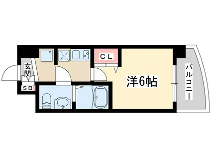 セスト新大阪(1K/4階)の間取り写真