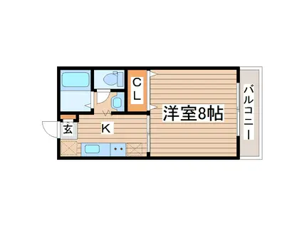 山田ハイツC棟(1K/1階)の間取り写真