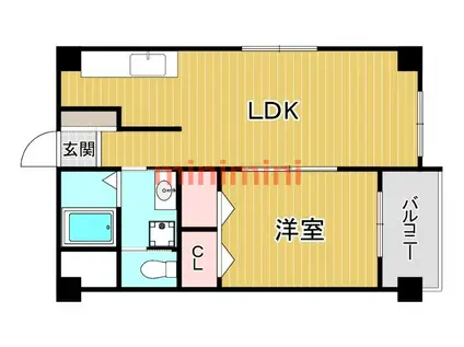 THKマンション(1LDK/3階)の間取り写真