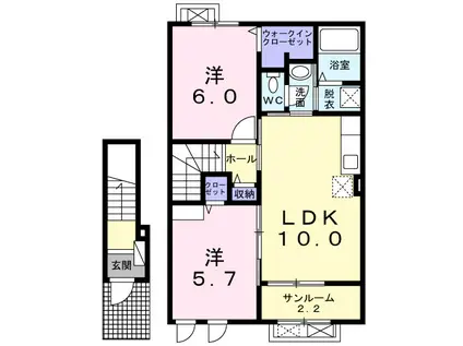 メゾン エトワールII(2LDK/2階)の間取り写真