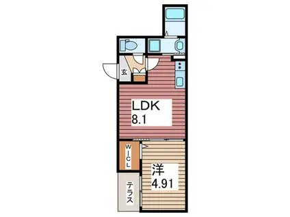 AJ草加新田(1LDK/1階)の間取り写真