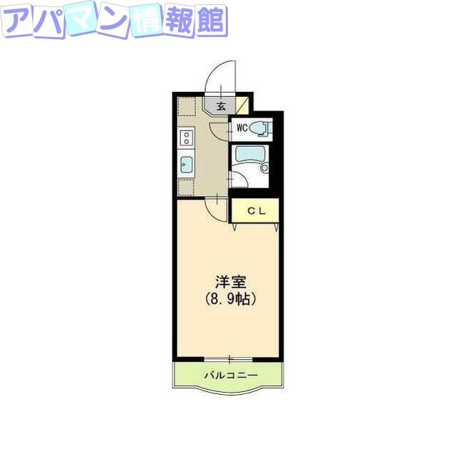 パークサイドグリッター弁天(1K/3階)の間取り写真
