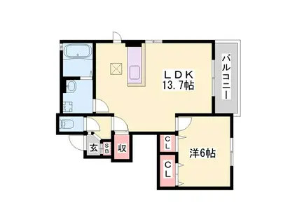 コンコルディア 赤穂 I(1LDK/1階)の間取り写真