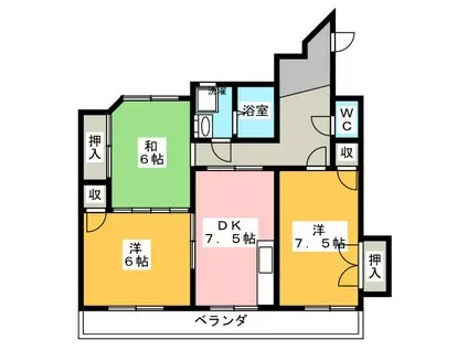 グラシューヴィラ(3DK/4階)の間取り写真