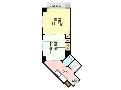 HELLO水前寺(2DK/5階)の間取り写真