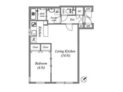 PASEO高田馬場III(1LDK/3階)の間取り写真