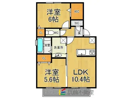 アイリス(2LDK/2階)の間取り写真