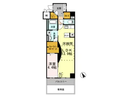 COCO MARINI(1LDK/1階)の間取り写真