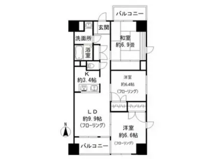 SHフラット(3LDK/2階)の間取り写真