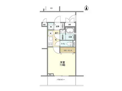 ラティエラ横濱六角橋(1K/2階)の間取り写真