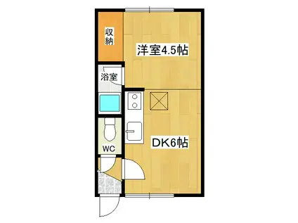コーポ北進(1DK/2階)の間取り写真