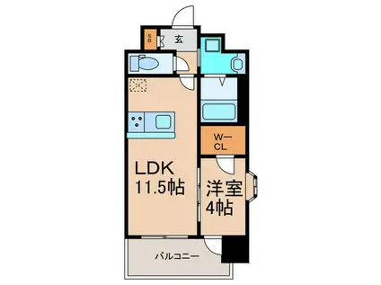スプランディット中之島DUE(1LDK/12階)の間取り写真