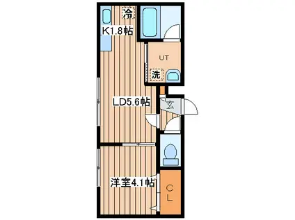 フェアリー(1LDK/3階)の間取り写真