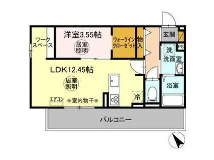 エーデルワイス(1LDK/3階)の間取り写真