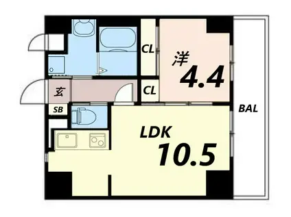 GLANZ高尾町(1LDK/8階)の間取り写真