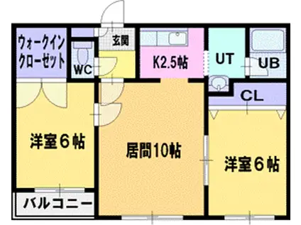 プリエールコート(2LDK/2階)の間取り写真