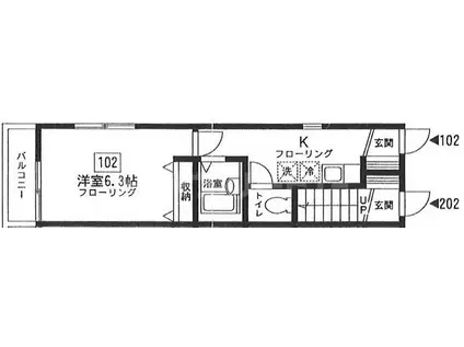MAGNOLIA(1K/1階)の間取り写真